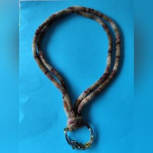 Cooper wire beaded pedant necklace with mecate string